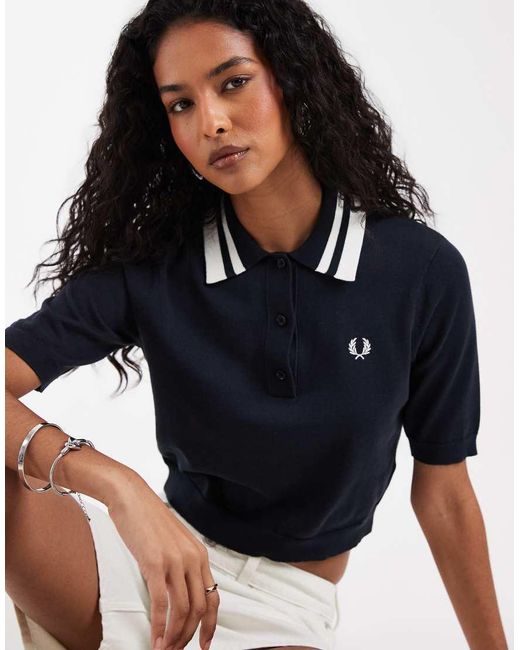 Fred Perry Blue Bold Twin Tipped Knitted Polo Shirt