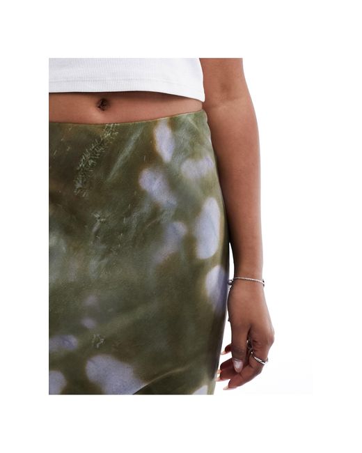 Collusion Green Satin Slip Maxi Skirt