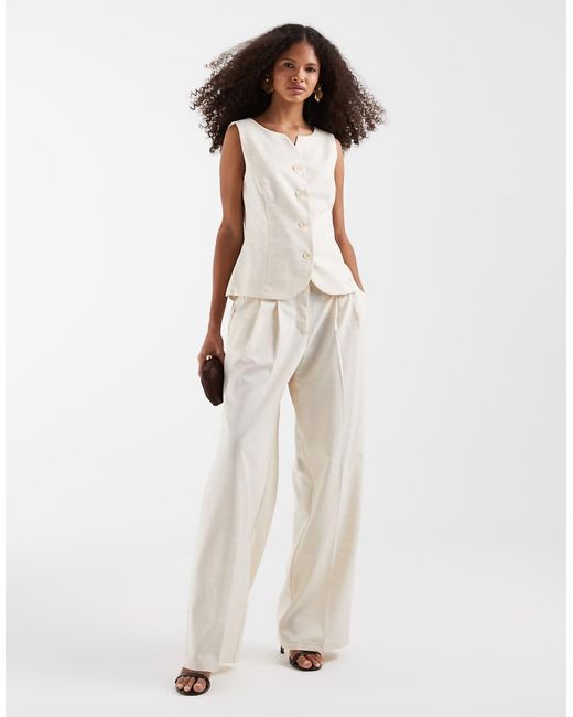 Vero Moda White Notch Neckline Detail Tailored Waistcoat