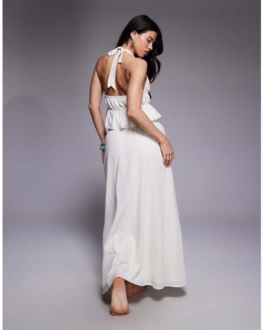The Frolic Purple Exclusive Linen Look Crinkle Tie Waist Maxi Skirt Co-Ord