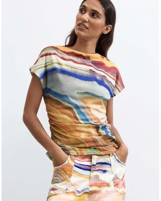 Desigual White Printed Midi Skirt