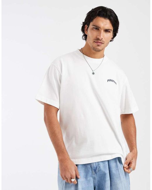 Pompeii UK White Pompeii Madrid Location Back Print T-shirt for men