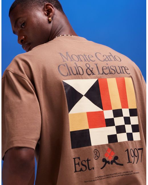 Camiseta extragrande con estampado "leisure club" en la espalda ASOS de hombre de color Blue