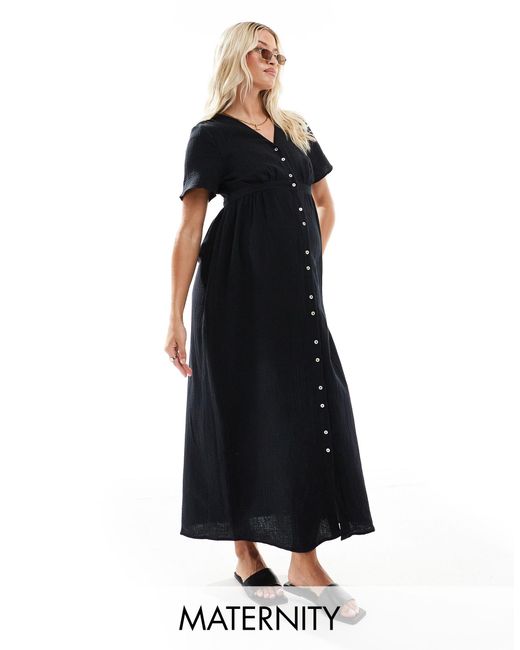 Vero Moda Black Buttondown Midi Dress