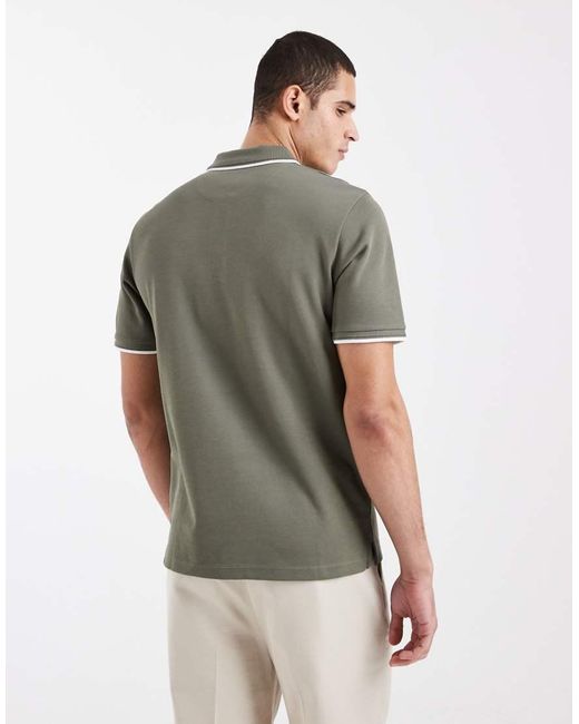 Jack & Jones Green Premium Tipped Collar Polo for men