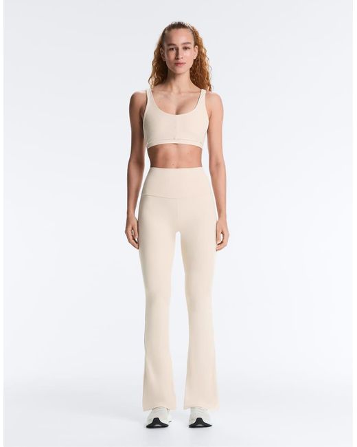 Oysho Natural Comfortlux High-Rise Flare Trousers