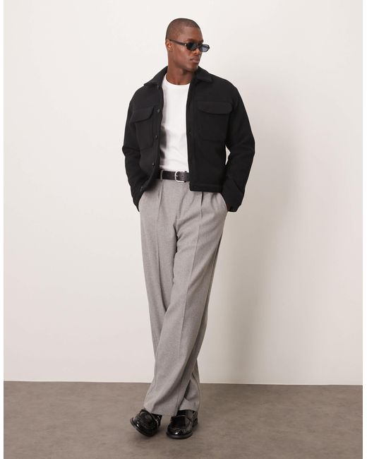 Abercrombie & Fitch Black Wool Blend Cropped Trucker Jacket for men