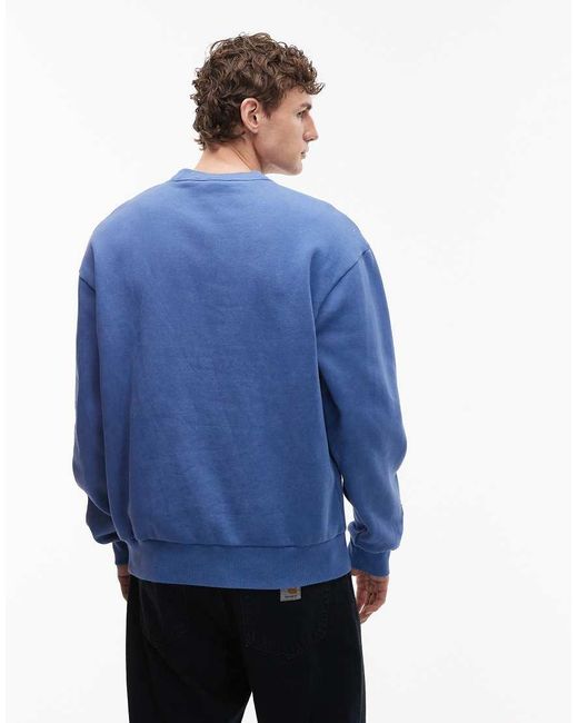 ASOS Blue Relaxed Washed Sweatshirt for men