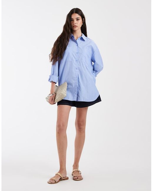 Pieces Blue Oversized Shirt