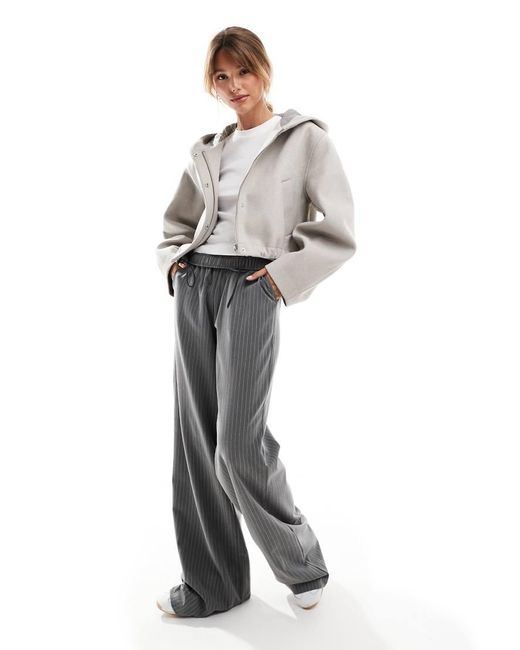 ASOS Gray Formal Cropped Jacket With Hood