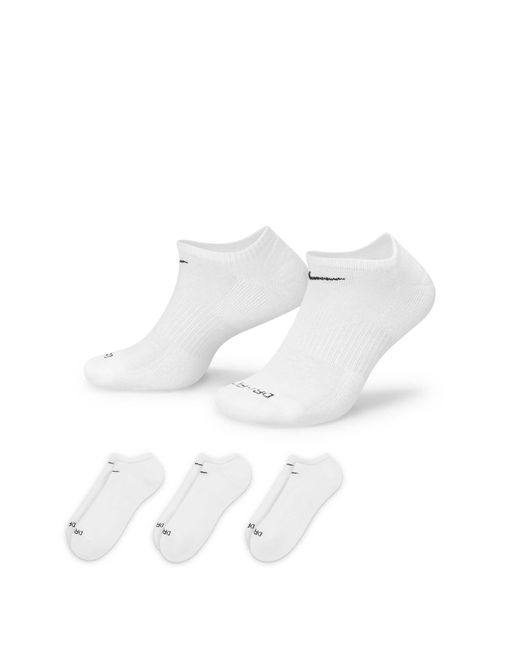 Nike White Everyday Plus Cushioned 3-pack Sneaker Socks for men