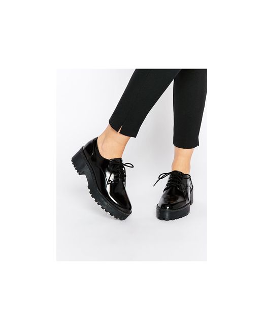 Monki Black Chunky Sole Lace Up Shoes