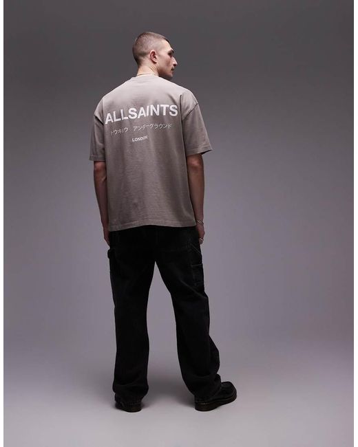 Camiseta Extragrande Underground De AllSaints de hombre de color Gray