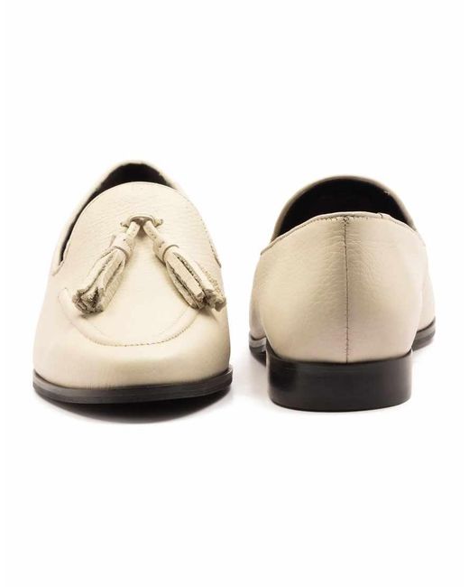 OFF THE HOOK White Moselle Leather Tassel Loafers
