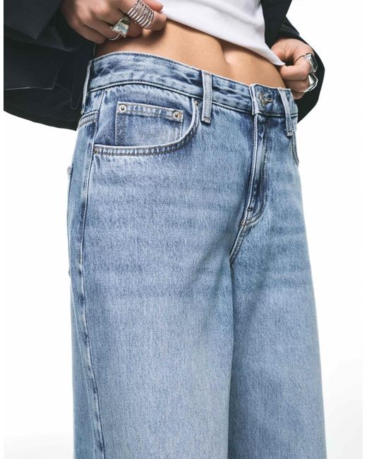 Jean ample taille basse - moyen Pull&Bear en coloris Blue