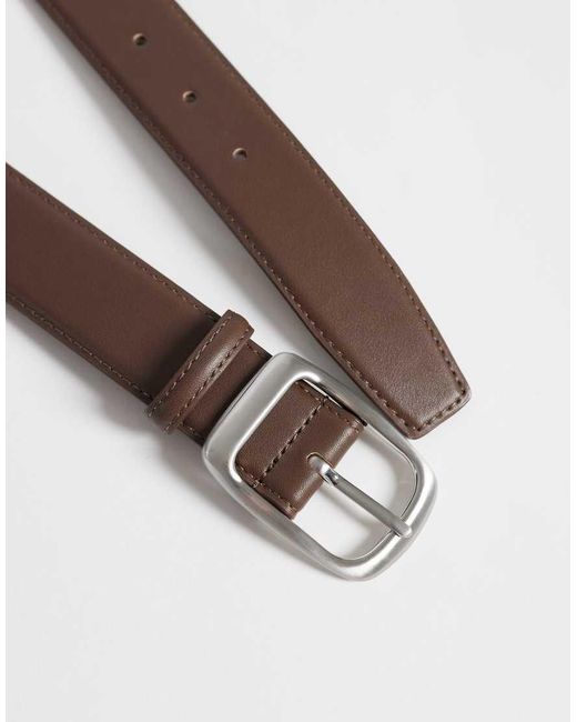 ASOS Brown Faux Leather Smart Belt for men