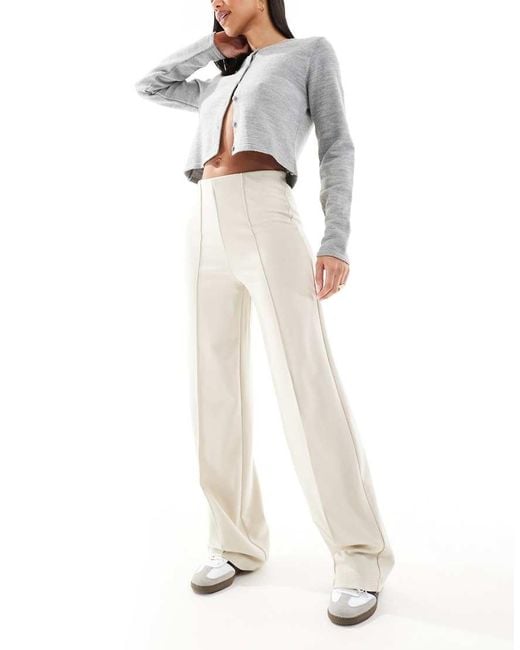 Vero Moda White Pleat Front Wide Leg Trousers