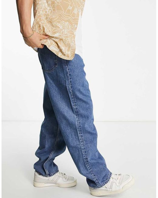 Weekday Blue Galaxy Loose Straight Jeans for men