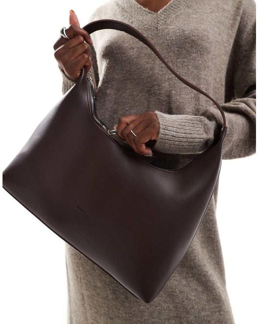 PASQ Brown Structured Shoulder Bag