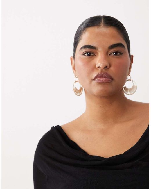 ASOS Black Asos Design Curve Fine Knit Cowl Neck Draped Top