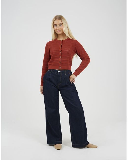 Brave Soul Red Stitch Detail Crew Neck Cardigan