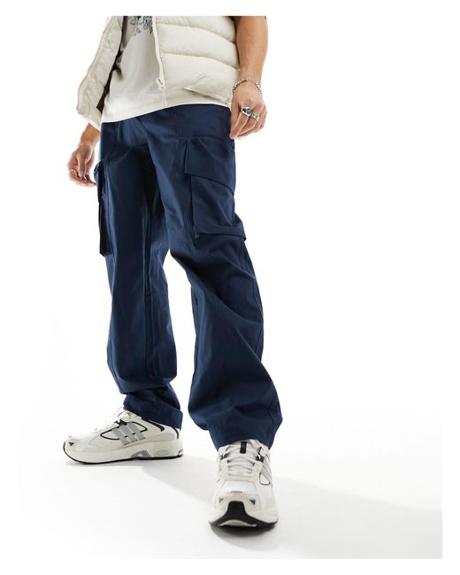 Pantalones cargo holgados con cinturilla elástica ASOS de hombre de color Blue