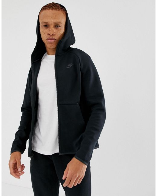 Nike Black Fullzip Tech Fleece Hoodie for men