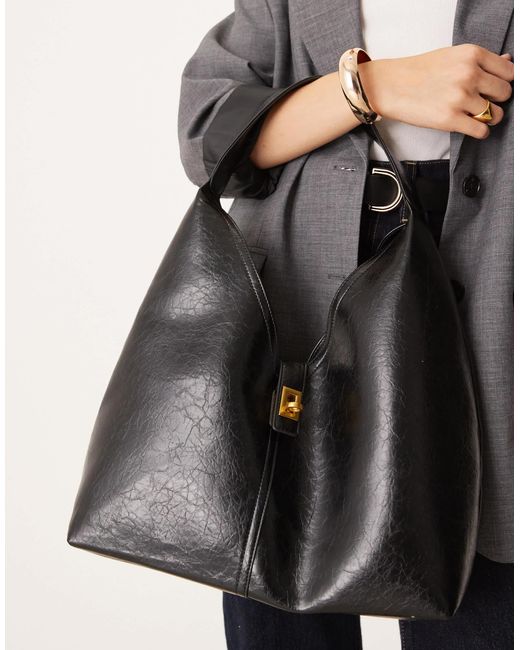 ASOS Black Tote Bag With Lock Detail