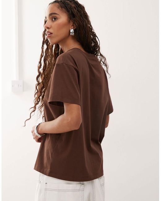 Collusion Brown Short Sleeve Oversized T-shirt With Print