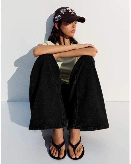Bershka White High-waist Wide-leg Jeans
