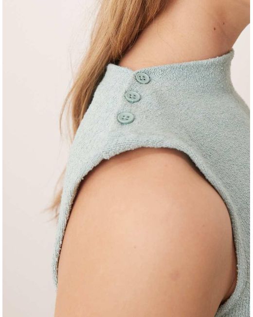 ASOS Tanktop Met Boothals, Knoopdetail En Textuur in het Blue