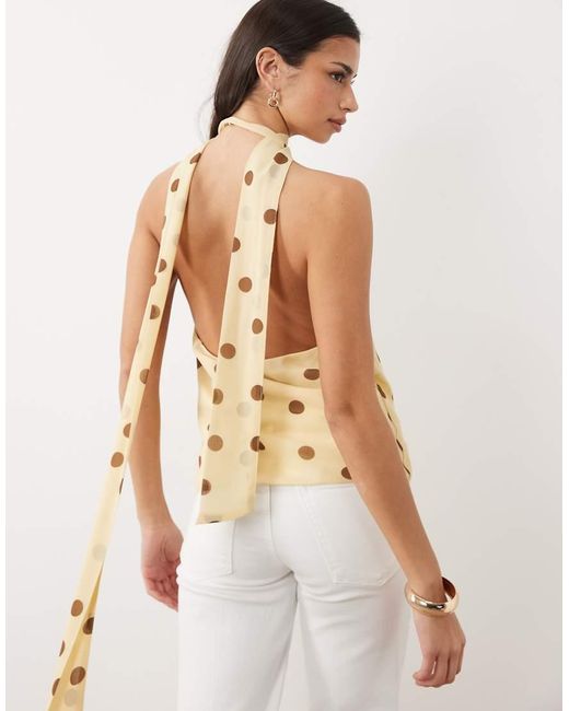 Gina Tricot Natural Halterneck Scarf Top