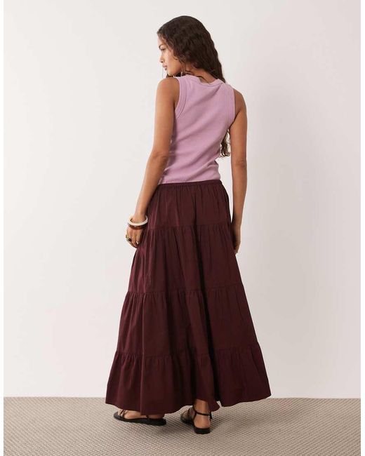 Miss Selfridge Purple Tiered Poplin Maxi Skirt