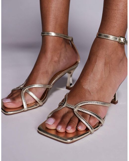 Public Desire Metallic Samya Kitten Heel Sandals