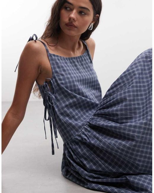 Collusion Blue Tie Side Asymmetric Maxi Dress