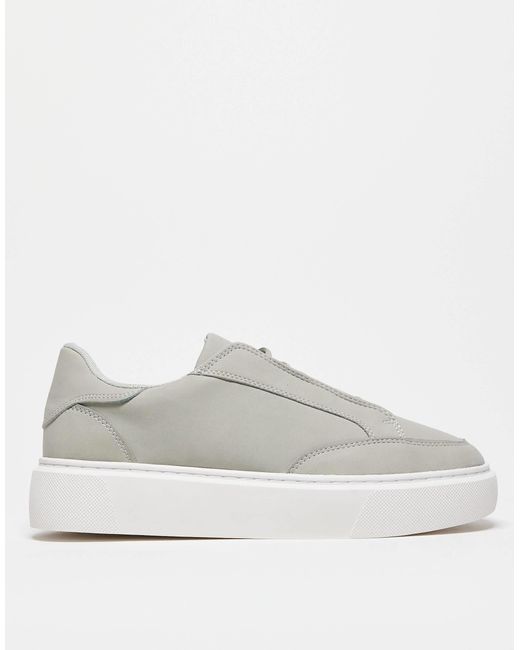ASOS Gray Lace Up Sneakers Concealed Lace for men