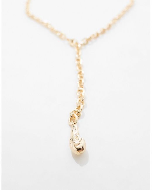 ASOS Brown Lariat Necklace With Molten Pendant