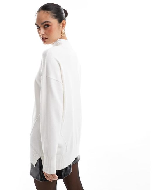 Jersey Blanco Invierno Con Cuello Alzado De Punto De French Connection de color White