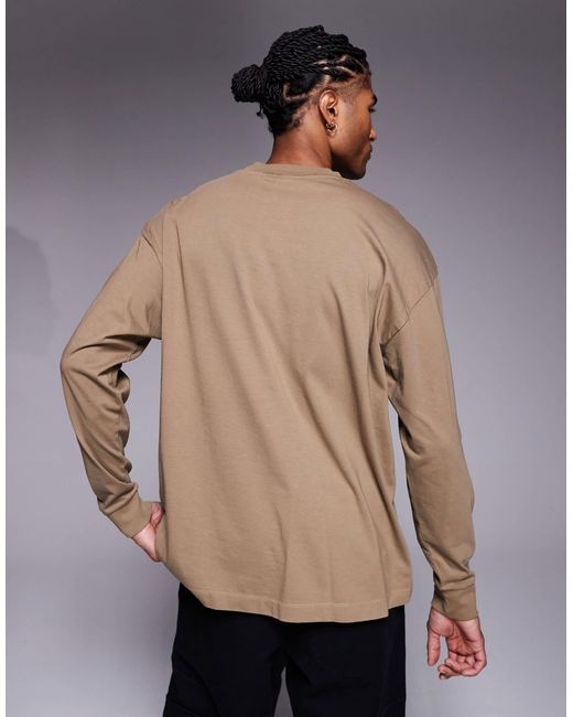 ASOS Gray Oversized Long Sleeve T-shirt With Cuff Detailing for men