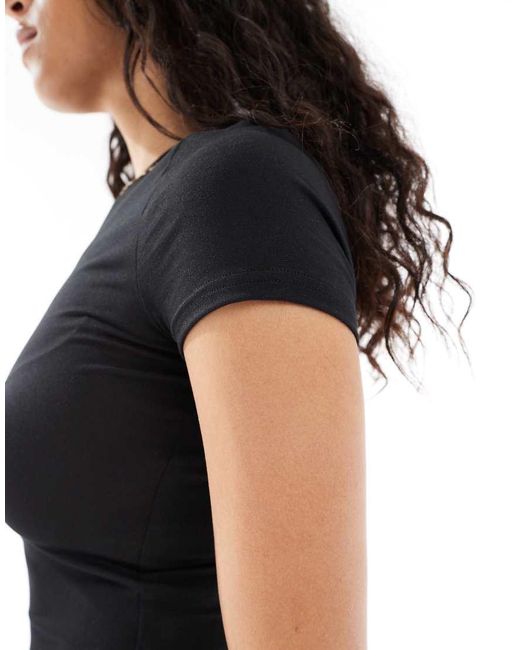 Miss Selfridge Black Sculpted Short Sleeve Tee