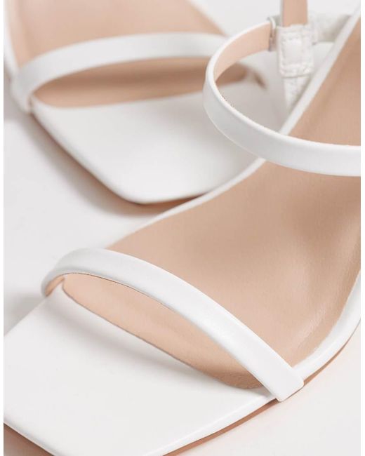 London Rebel Natural Ash Strappy Mid Block Heeled Sandals