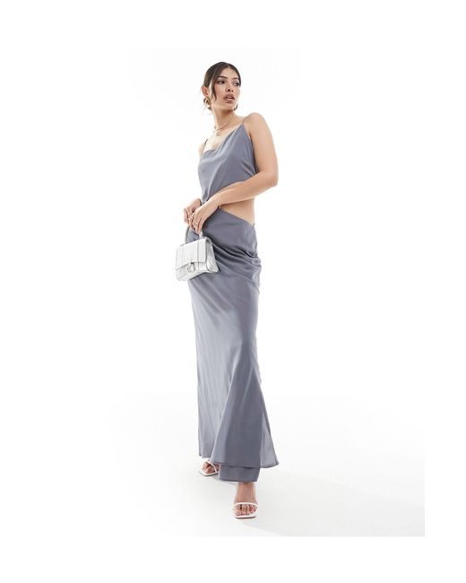 ASOS White Strappy Asymmetric Maxi Dress With Cut Out Detail