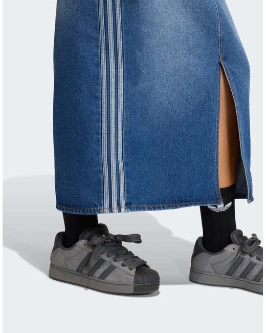 Adidas Originals Blue 3 Stripes Pencil Skirt Denim