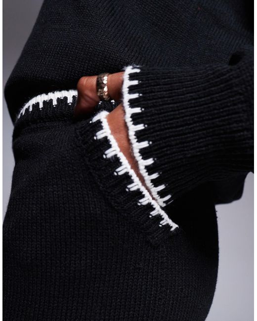 Exclusivité - - pantalon d'ensemble ample en maille à coutures contrastantes Kaiia en coloris Black