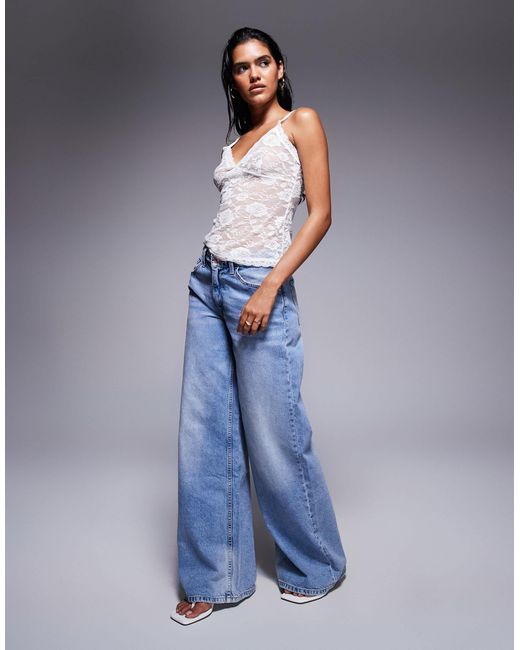 River Island Blue – trägertop aus spitze