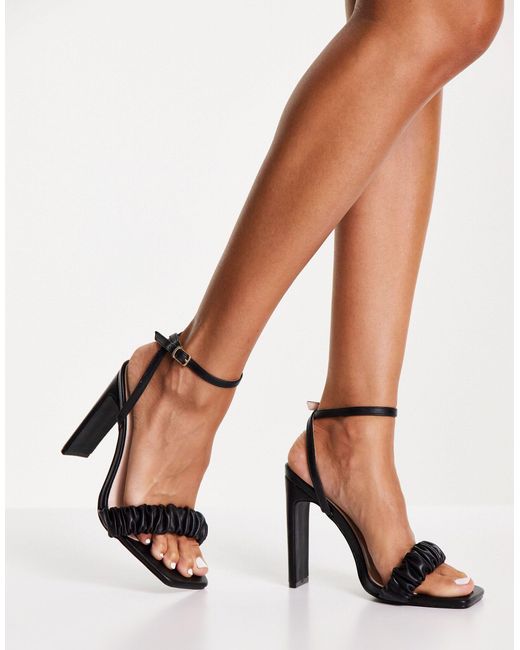 Raid Wide Fit Waverly Ruched Heeled Sandals in Black - Lyst