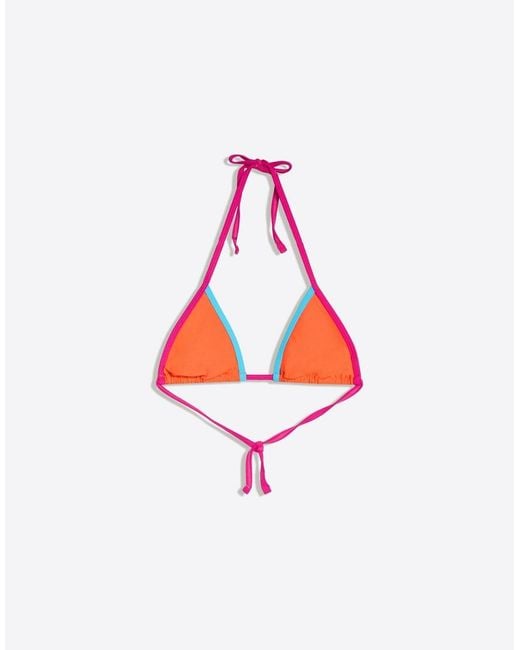 Bershka Blue Contrast Triangle Bikini Top