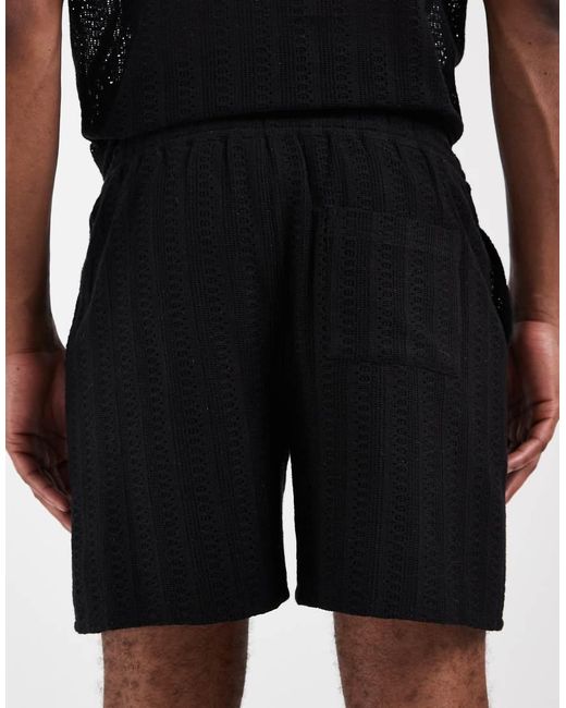 New Look Black Crochet Shorts for men