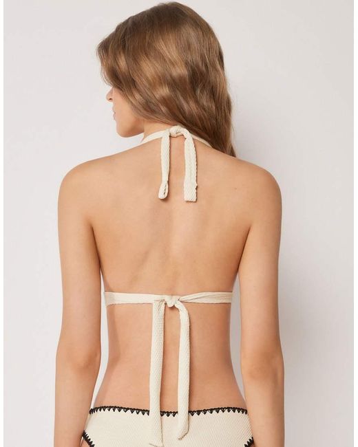 Calzedonia Natural Triangle Bikini Top Bicolor Embroidery
