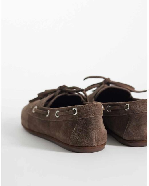Mango Brown Leather Boat Shoe